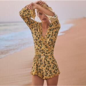 Agua Bendita Larissa Sunny Spring Romper Tropical Resort Swim Cover-Up - Large